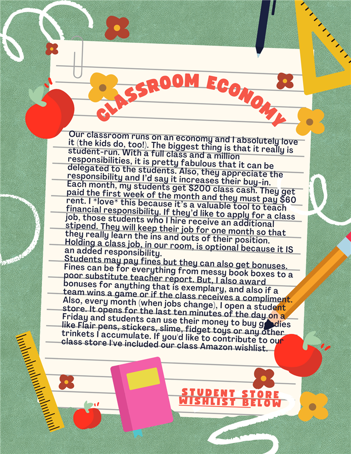 Classroom Economy & Student Store Link